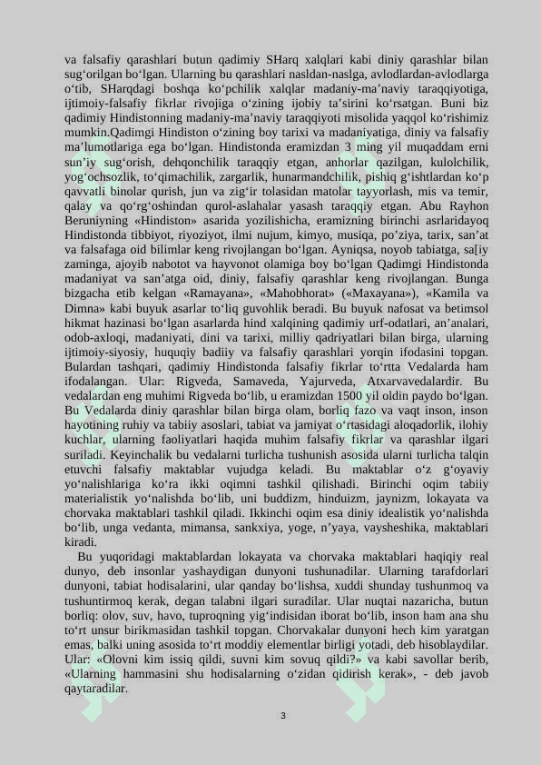 FALSAFIY TAFAKKUR TARAQQIYOTI BOSQICHLARI: SHARQ FALSAFASI 3