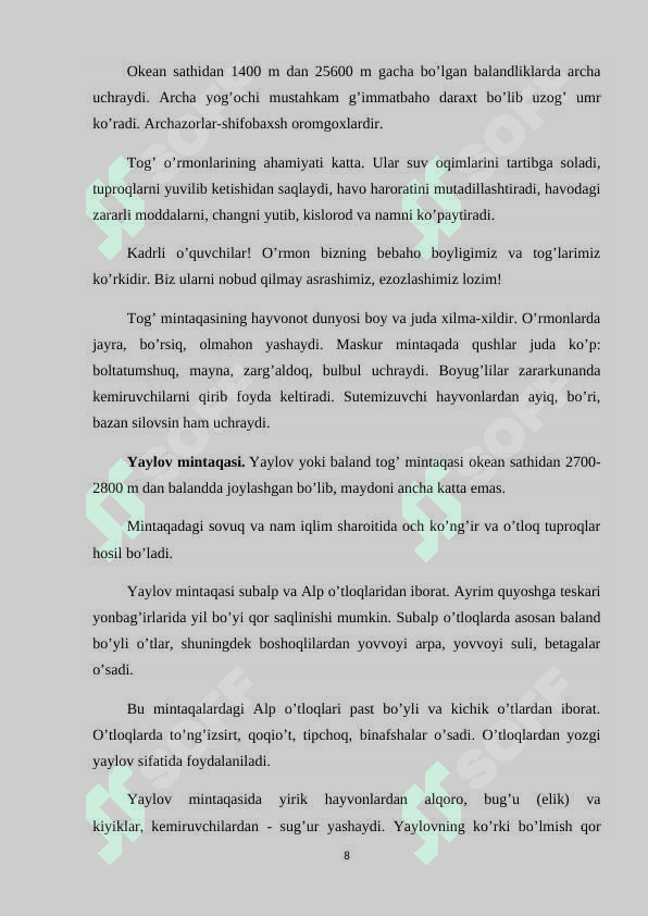Hayvonot dunyosini muhofaza qilish masalalari 8