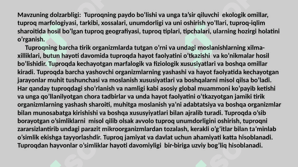 Tuproq ekologik omil sifatida 3
