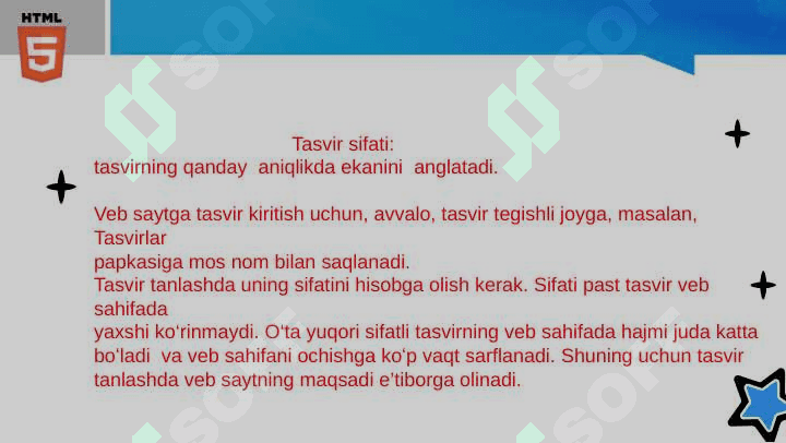Web-sahifada tasvirlar joylashtirish va ularni boshqarish. Informatika 2