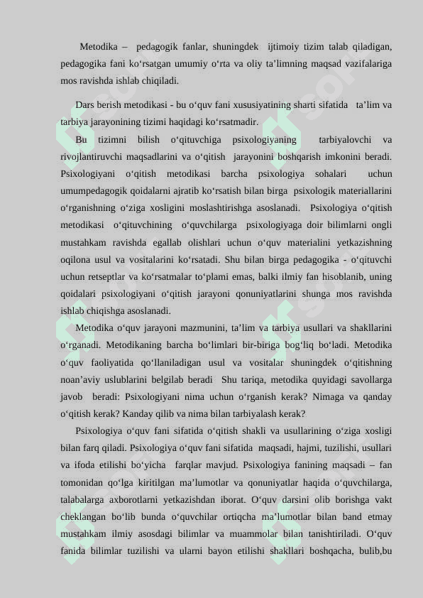 Psixologiya fanlarini о‘qitish metodikasi fanining predmeti , vazifalari 2