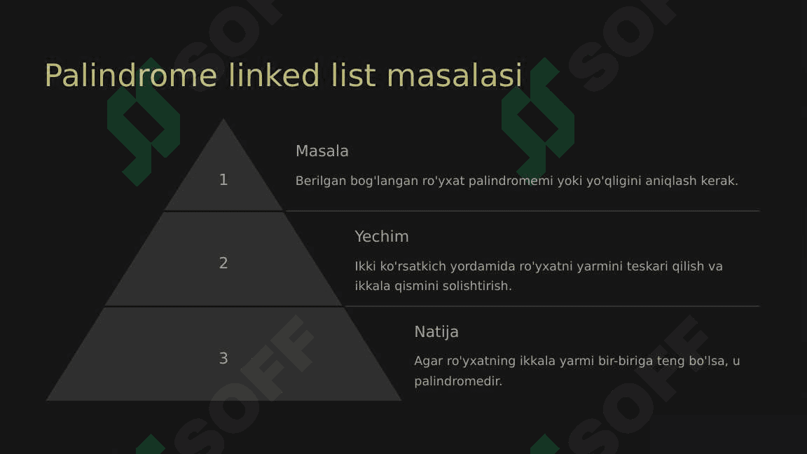 Linked list yordamida hal etiluvchi masalalar bilan ishlash. 4