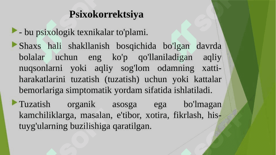 Psixologik korreksiyaning maqsadi va vazifalari. 5