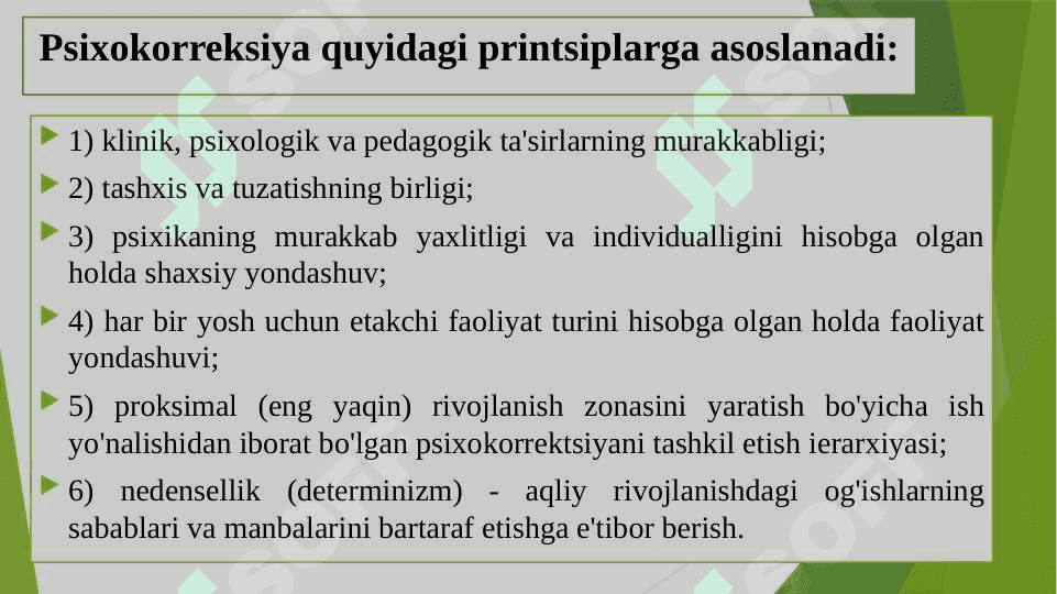 Psixologik korreksiyaning maqsadi va vazifalari. 6