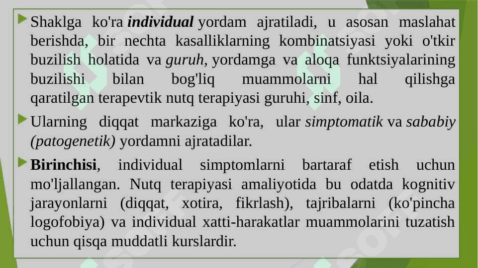 Psixologik korreksiyaning maqsadi va vazifalari. 8