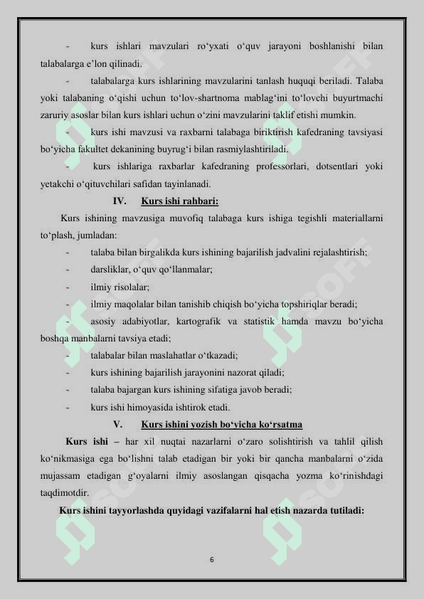 GEOAXBOROT TIZIMI VA TEXNOLOGIYALARI fanidan KURS ISHI 6