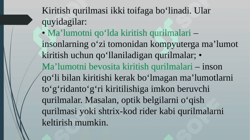 Kiritish qurilmalari va ularning qoʻllanilishi informatika 2