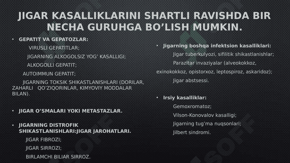 Jigar kasalliklarining kelib chiqishida xavf omillarining o’rni. 4