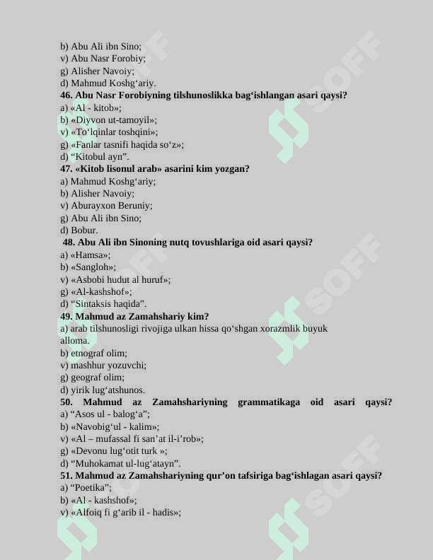 TILSHUNOSLIK NAZARIYASI FANIDAN TESTLAR 8