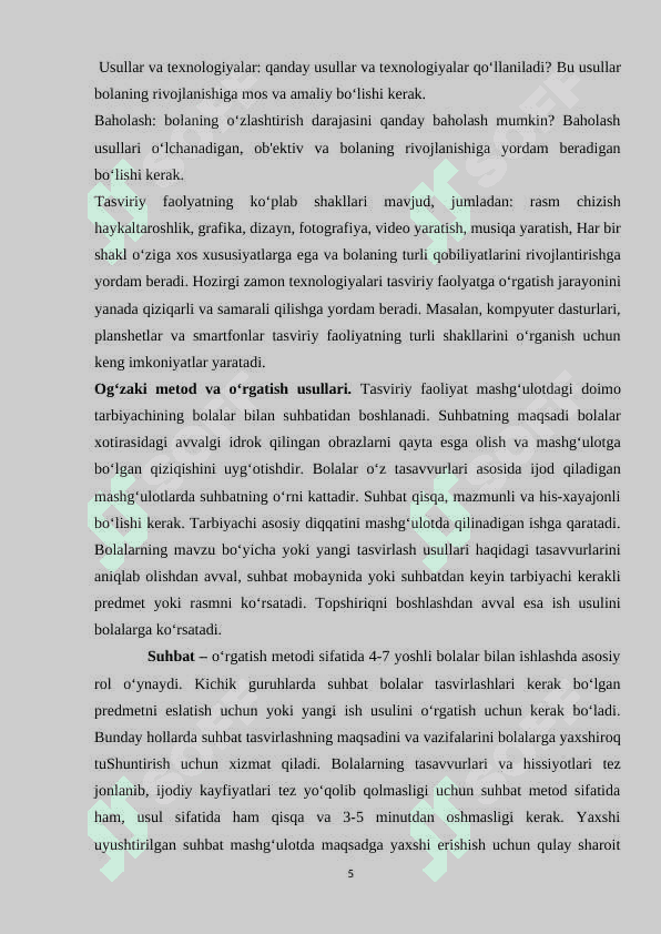 TASVIRIY FAOLIYATGA O‘RGATISHNING MAQSADI VA DASTUR TAMOYILLARI 5