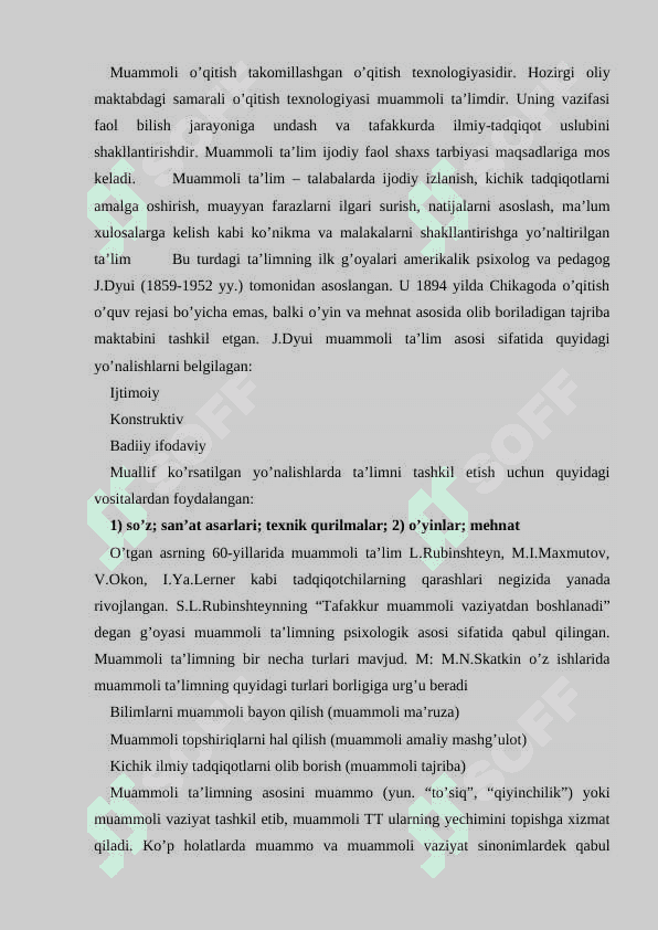 Ta’limning innovasion shakllari muammoli o’qitish 2