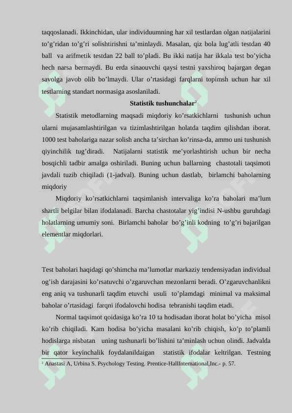 Testlarga qo’yiladigan psixometrik  talablar 4