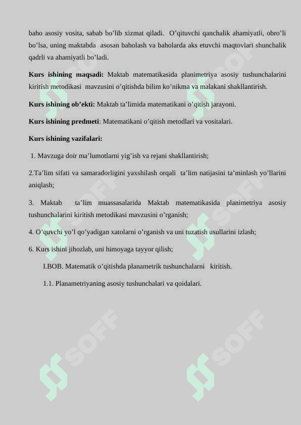 Maktab matematikasida planimetriya asosiy tushunchalarini kiritish metodikasi. 5