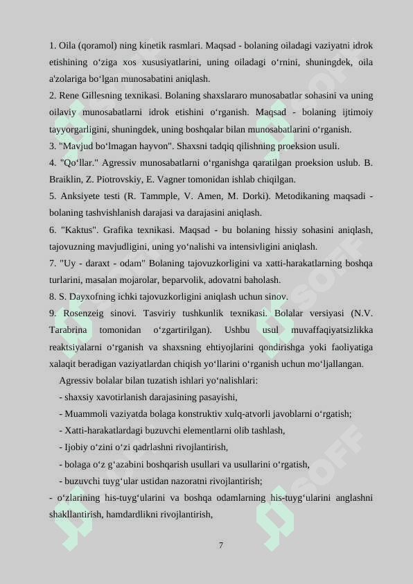 Maktabgacha yoshdagi bolalarda agresslkning profikaktika qilishda o’yin va terapiyasining o’rni 7