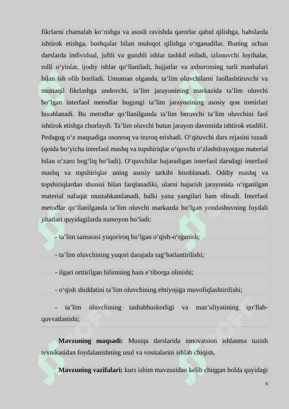 Musiqa darslarida innovatsion ishlanma tuzish texnikasi 6