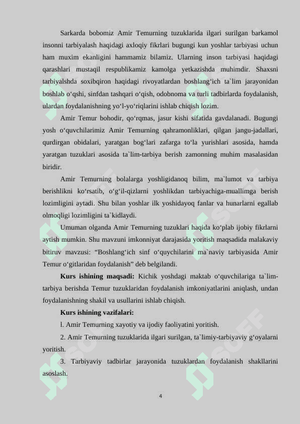 Shaxs tarbiyasida Amir Temur oʻgitlaridan foydalanish 4