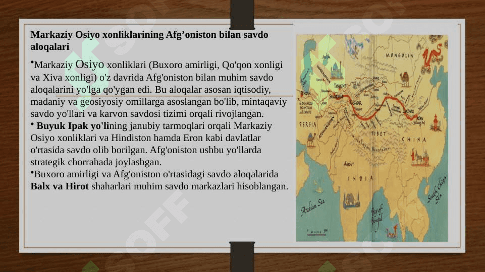 Oʻrta Osiyo xonliklarining Afgʻoniston, Eron, Xindiston, Xitoy, Turkiya bilan savdo va diplomatik munosabatlari 5