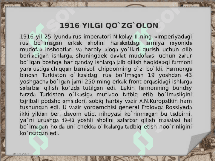 1916-YILGI MILLIY OZODLIK HARAKATI 2
