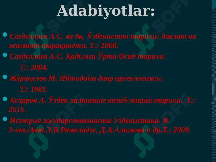 O‘zbekiston hududida urug‘chilik jamoasining shakllanishi va rivojlanishi. 3