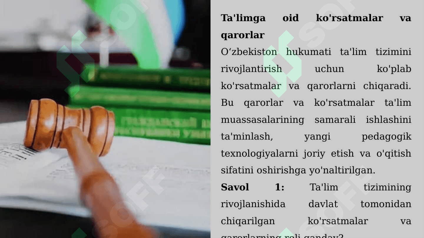 TA'LIM TO'G'RISIDA DAVLAT QONUNLARINI VA KO'RSATMALARINI O'RGANISH 4