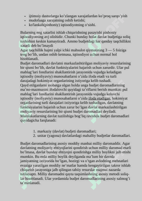 Davlat byudjeti tarkibi va uni takomillashtirish yo’llari. 6