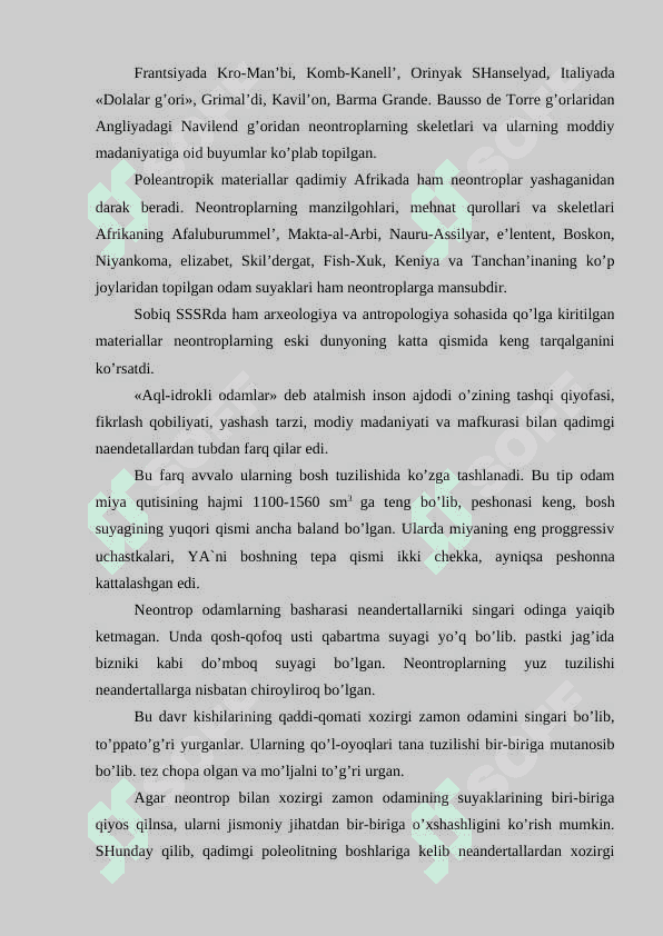 Antropogenez jarayonining yakuniga yetishi va urug' jamoa tuzumining paydo bo'lishi 3