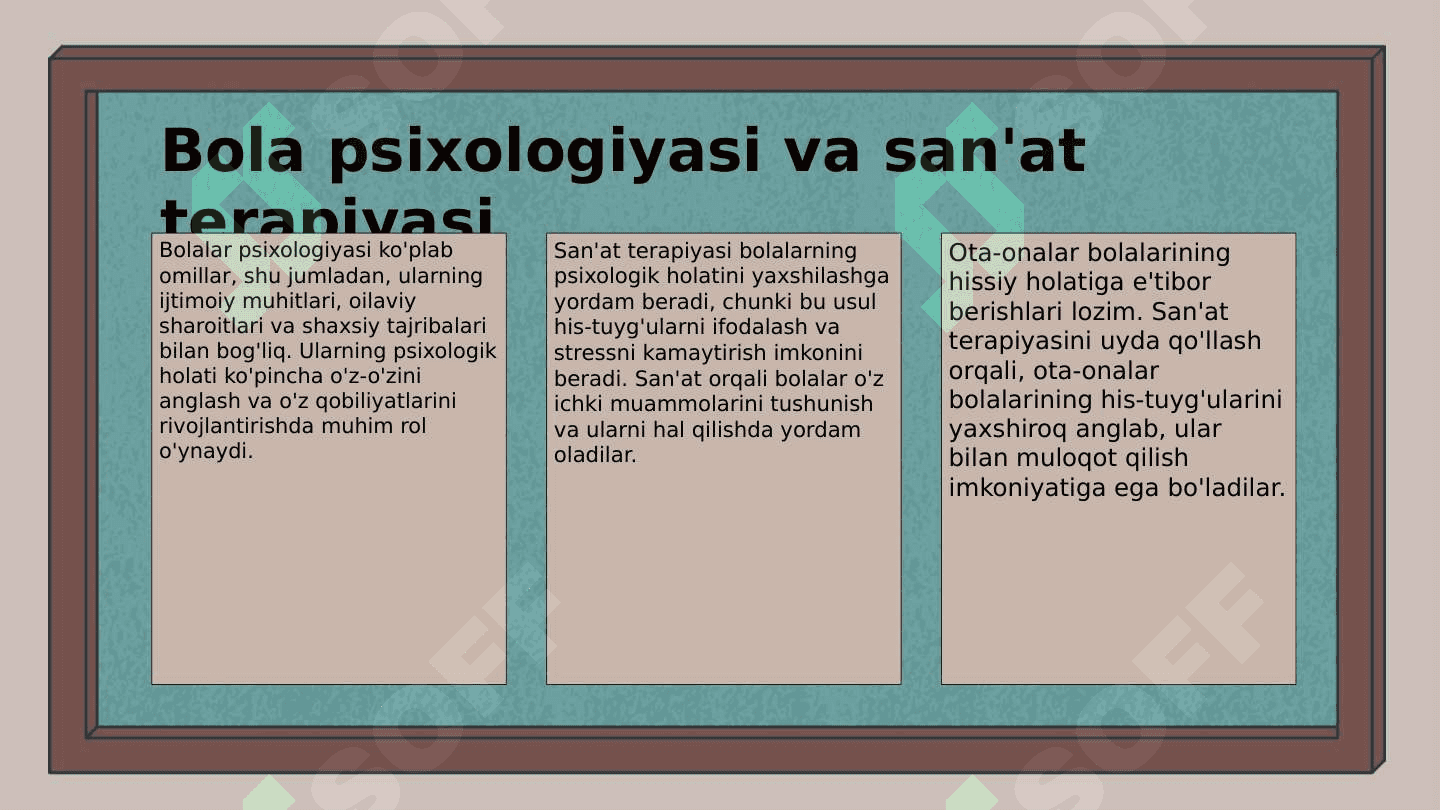 Maktabgacha va boshlang'ich maktab yoshidagi bolalarda qorqiv va tashvishlarni tuzatish uchun art terapiya 6