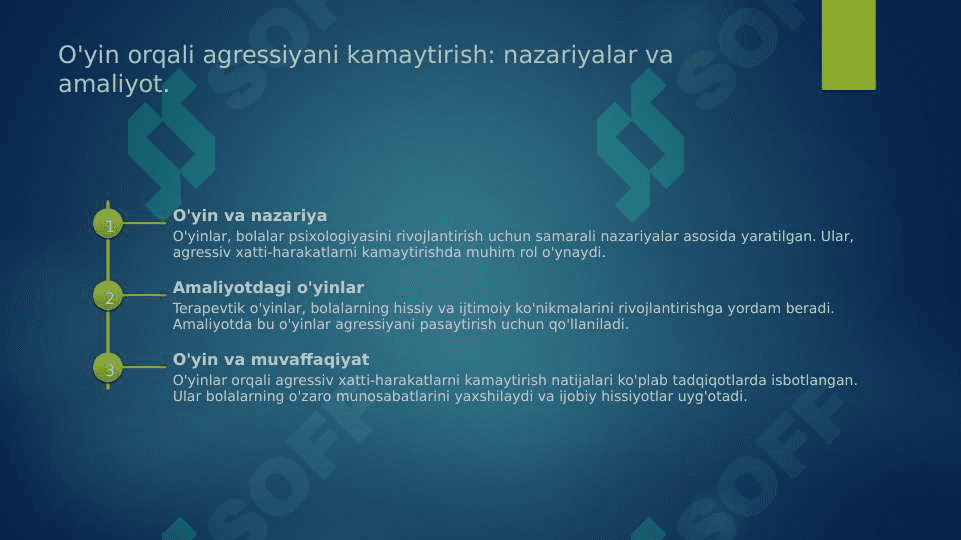 Maktabgacha yoshdagi bolalarda agresslkning profikaktika qilishda o’yin va terapiyasining o’rni 8