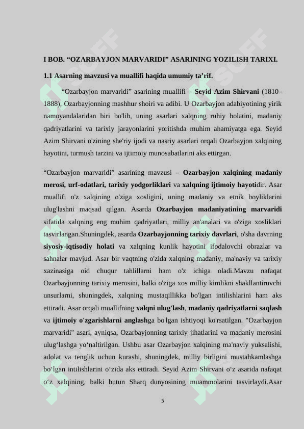 “Ozarbayjon marvaridi” asari tahlili 5