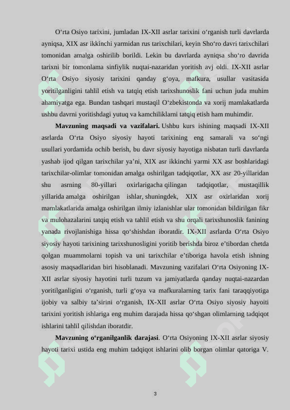 O‘RTА ОSIYONING IХ–ХV АSRLАR TАRIХIGА ОID YOZMА MАNBАLАR VA ULARNING O‘RGANILISHI 3