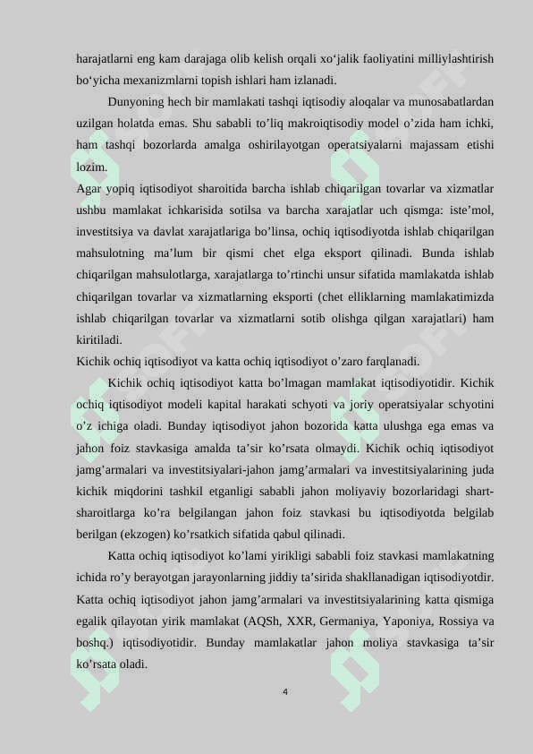 Kichik ochiq iqtisodiyot modeli 4