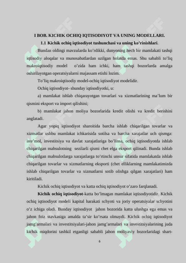 Kichik ochiq iqtisodiyot modeli 6
