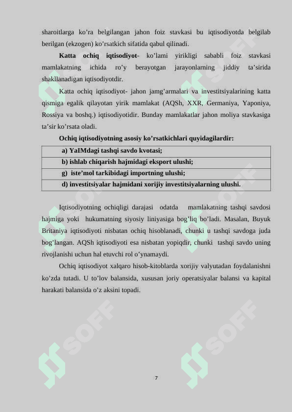 Kichik ochiq iqtisodiyot modeli 7