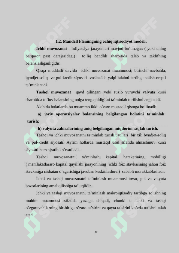 Kichik ochiq iqtisodiyot modeli 8