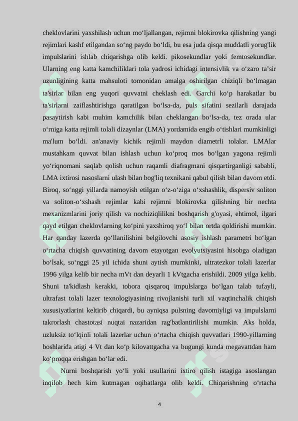 Nur tolali lazerlar va ularning amaliyotda qoʻllanilishi 4