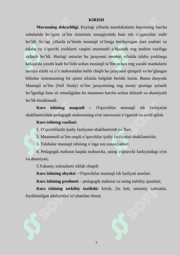 O'quvchilar mustaqil ish faoliyatini shakllantirishda pedagogik mahoratning o'rni 3