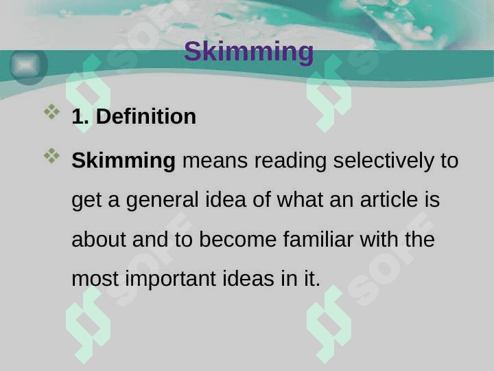 Reading. Close reading Skimming 4