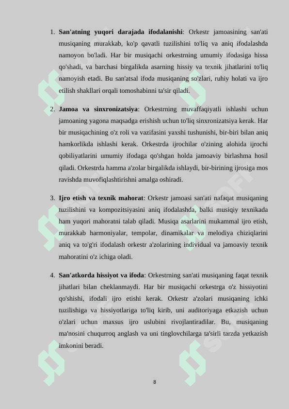 Orkestr jamoasi bilan konsert tomoshalarini o’tkazish 8