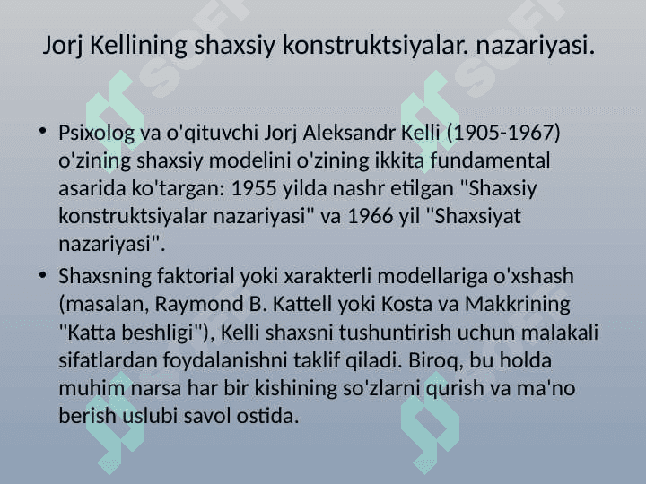 Jorj Kelli, Adler Alfred ishlari 2