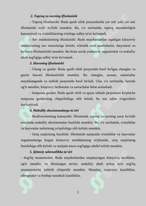 Ruda maydonlarining ekologik muammolari va yechimlari 5
