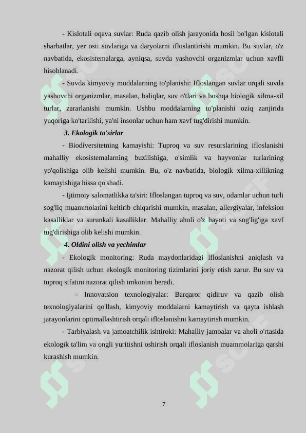 Ruda maydonlarining ekologik muammolari va yechimlari 7