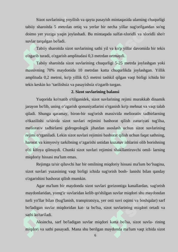 Sizot suvlar rejimi va balansini o‘rganish 6