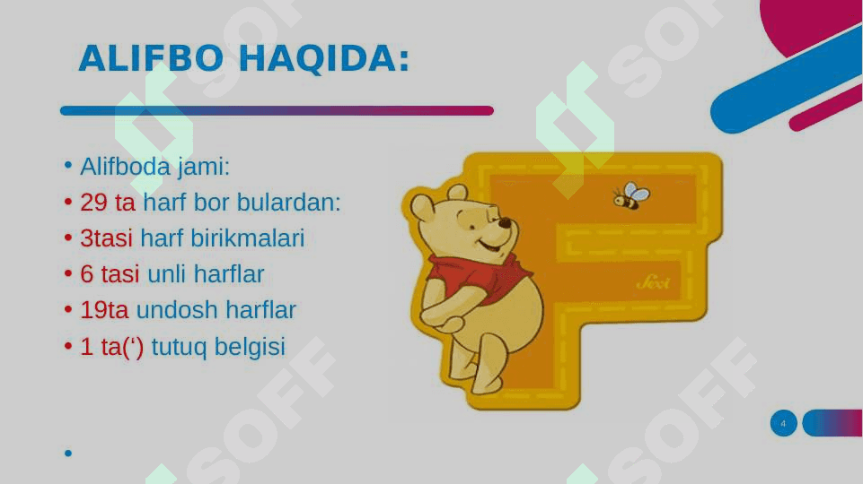 Boshlang’ich ta’limda yaratilgan barcha “Alifbe” va “Yozuv   daftari” ni qiyosiy- tanqidiy tahlil. 4