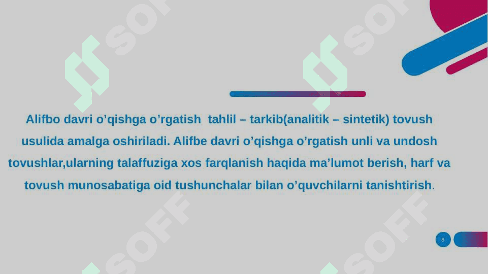 Boshlang’ich ta’limda yaratilgan barcha “Alifbe” va “Yozuv   daftari” ni qiyosiy- tanqidiy tahlil. 8
