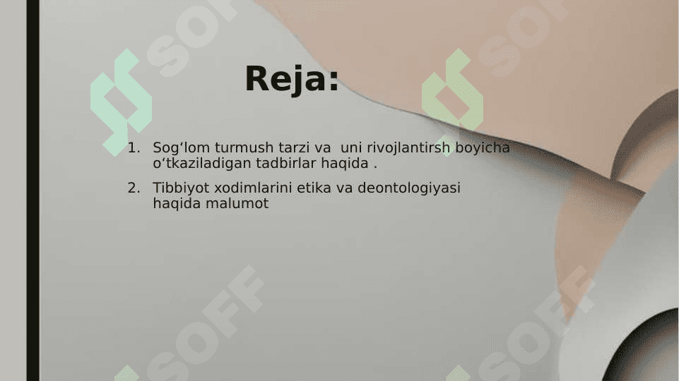 Sog`lom turmush tarzini shakllanitirish bo`yicha o`tkaziladigan tadbirlarda tibbiyot xodimlari etika va deontologiyasi 2