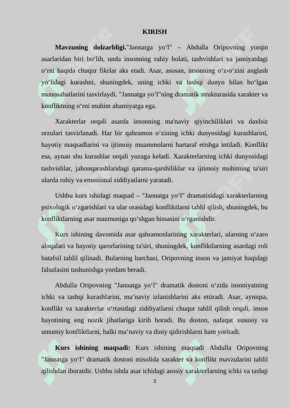 ABDULLA ORIPOVNING "JANNATGA YO‘L" DRAMATIK DOSTONIDA XARAKTER VA KONFLIKT 3