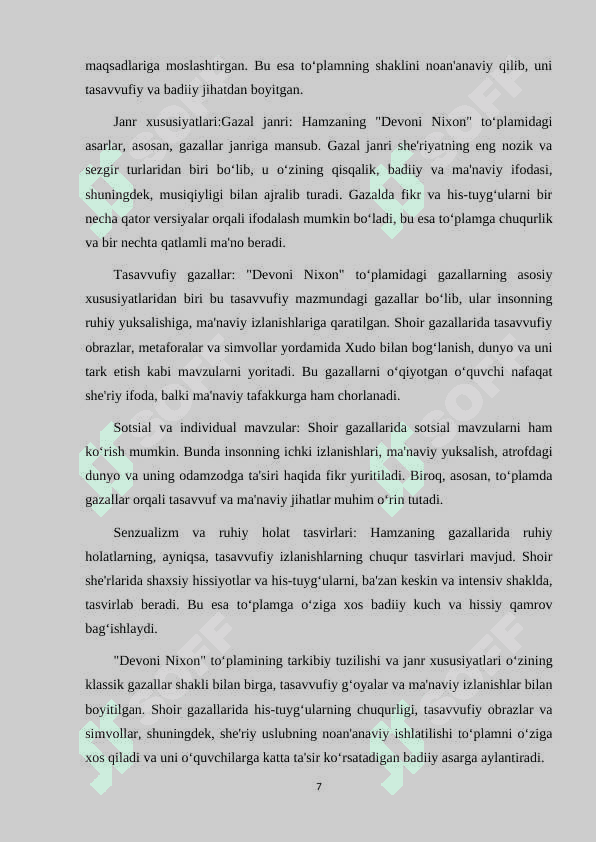 HAMZANING "DEVONI NIXON" TO'PLAMINING TUZILISHI VA G'AZALLAR BADIYATI 7