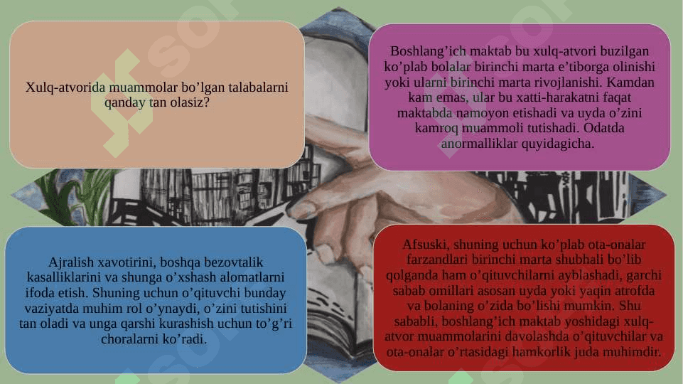 BOLALAR XULQ-ATVORIDAGI OG’ISHLARINI DIAGNOSTIKA QILISH 4