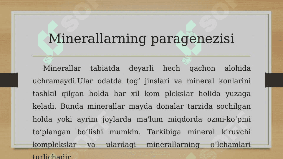 Minerallar paragenezi va minerallar assotsiatsiyasi nima 2