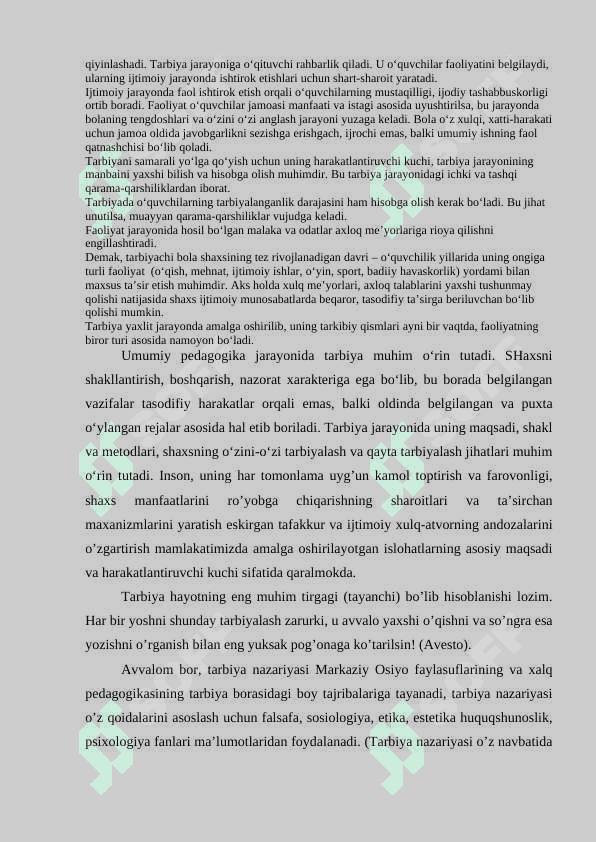 Tarbiya jarayonining mohiyati va mazmuni. Tarbiya qonuniyatlari va tamoyillari.  Tarbiya metodlari va tarbiya turlari 3
